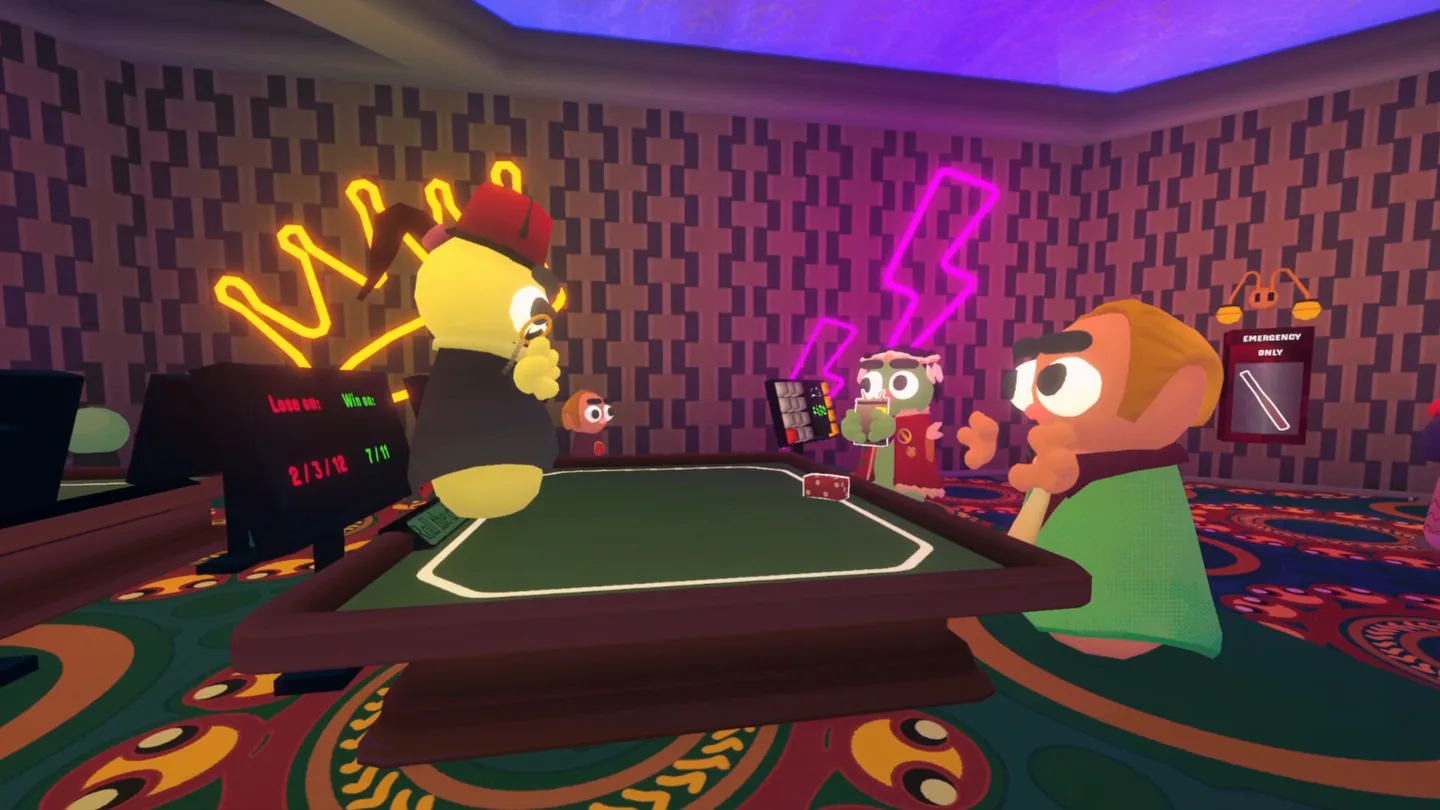 Official Steam screenshot showing a shared casino-table scene in Gamble With Your Friends